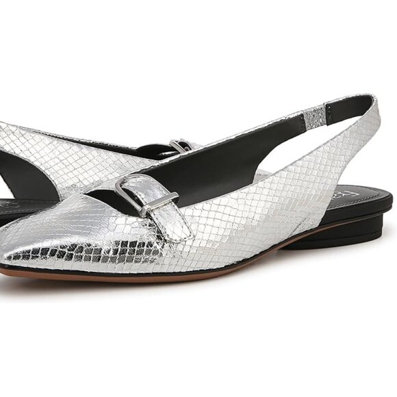 NEW Franco Sarto Shoes Silver Metallic Snakeskin Pattern Party Heels Slingbacks - Picture 10 of 10